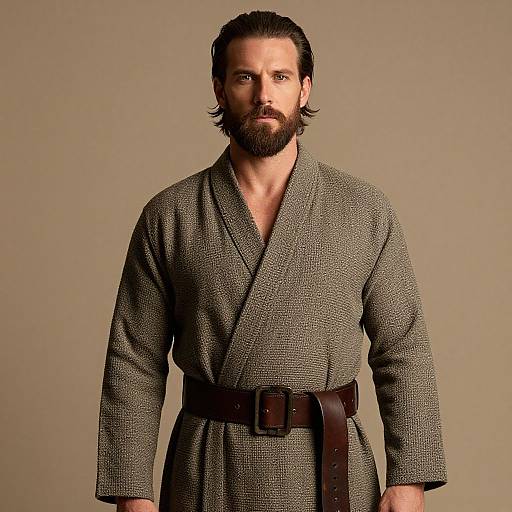 Confident Man in Textured Robe