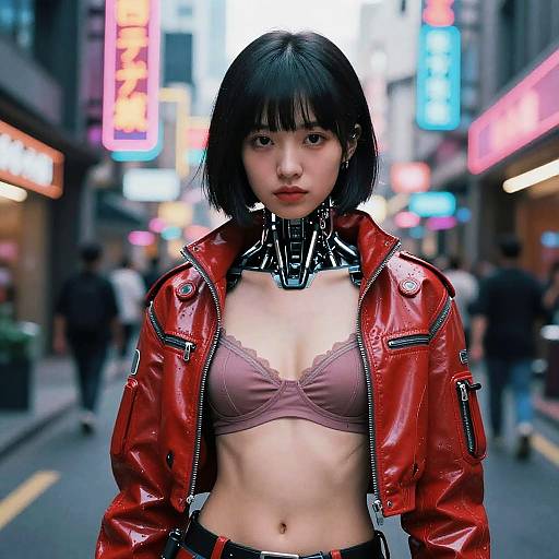 Neon Futobot Lingerie Cyberpunk Portrait