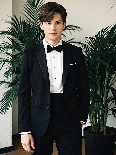 Realistic Black Prom Suit Portrait