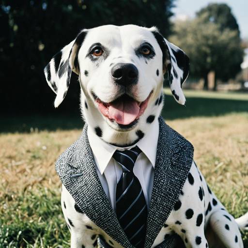 Dalmatian Dog Wearing Suit and Tie Outdoors Dalmatian Dog Wearing Suit and Tie Outdoors