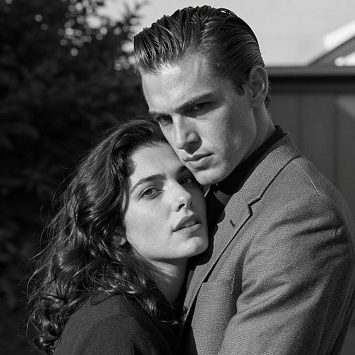 Intense Embrace in Black and White