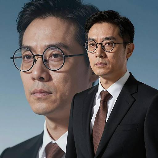 Serious Man in Suit with Binary Glasses