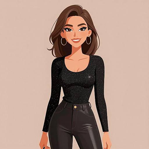 Glamorous Smiling Woman in Stylish Outfit