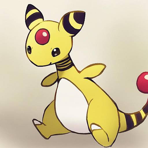 Illustration of Ampharos, pokemon in the style of Chii (tsumami tsumamare)