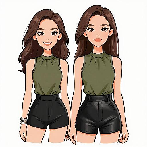 Chic Smiling Woman in Olive Green Top