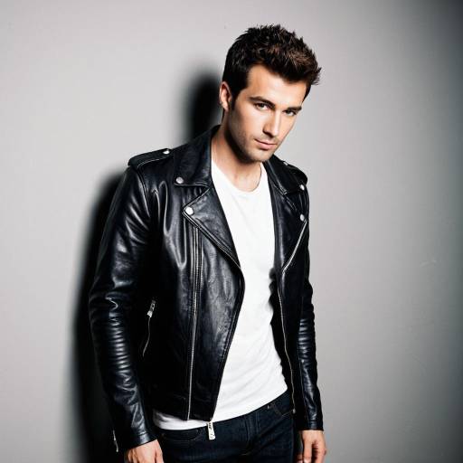 Confident Man in Leather Jacket and White Tee