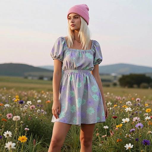 Bohemian Blonde in Floral Meadow