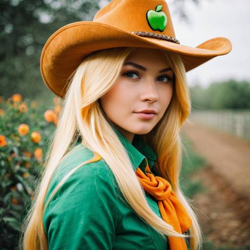 Woman in Applejack Cosplay Costume