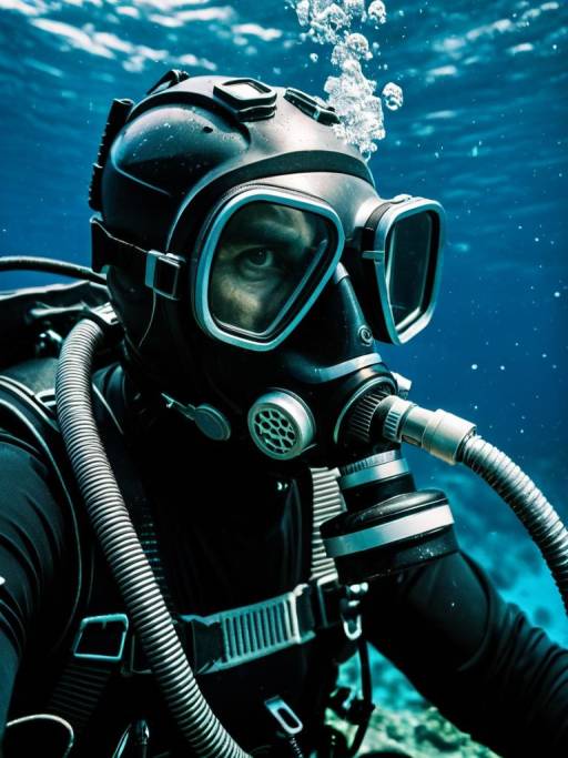 Realistic Scuba Diver Close-Up Portrait