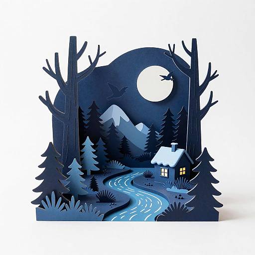 Whimsical Blue-Tinted Forest Pop-Up