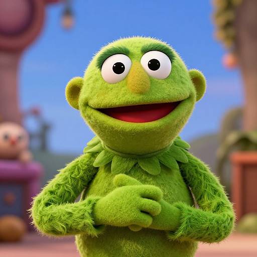 Bright Green Bald Muppet Art