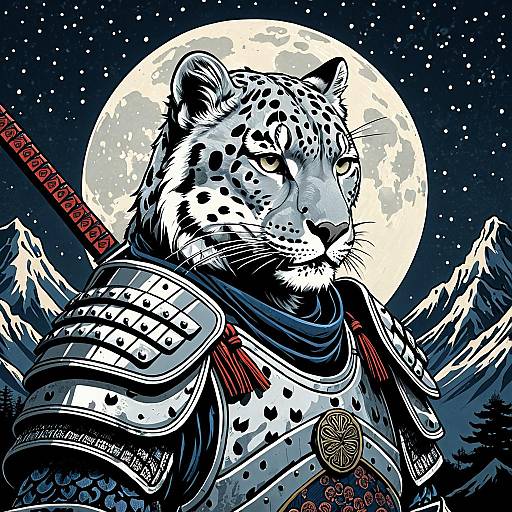 Anthropomorphic Snow Leopard Samurai