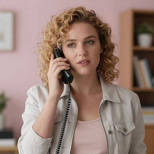 Candid Capture of a Woman with Telephone