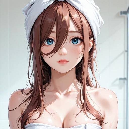 Cute Girl with Brown Hair and Towel