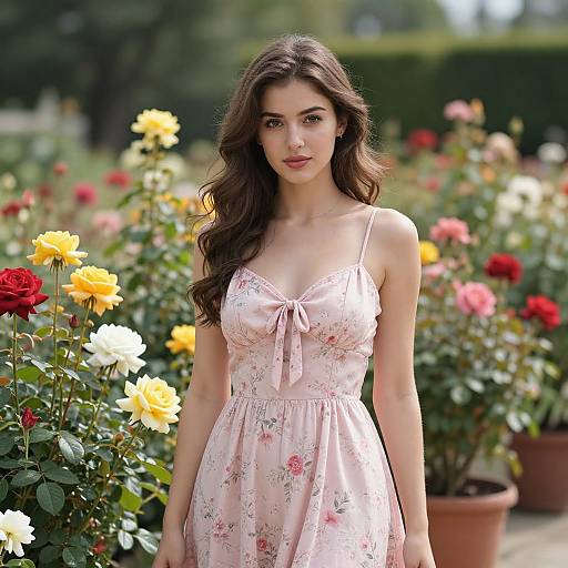 Young Woman in Vibrant Garden