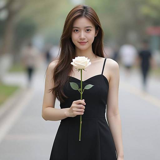 Realistic Portrait in Black Dress