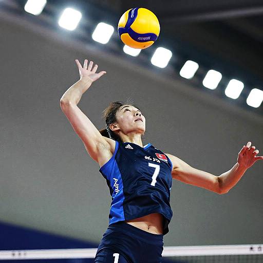 Powerful Female Volleyball Spike Action