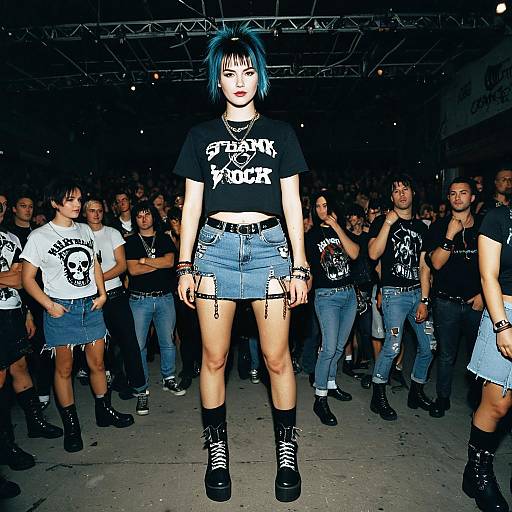 Young Woman in Alt Fashion at Punk Concert