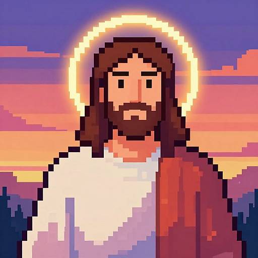 Jesus Pixel Art Retro Style