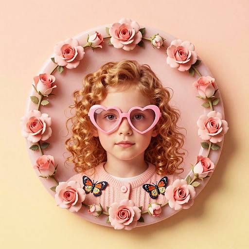 Stylized Child Portrait with Floral Frame