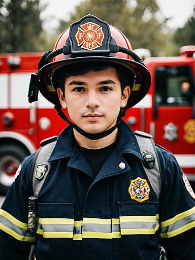 Young Firefighter in Uniform