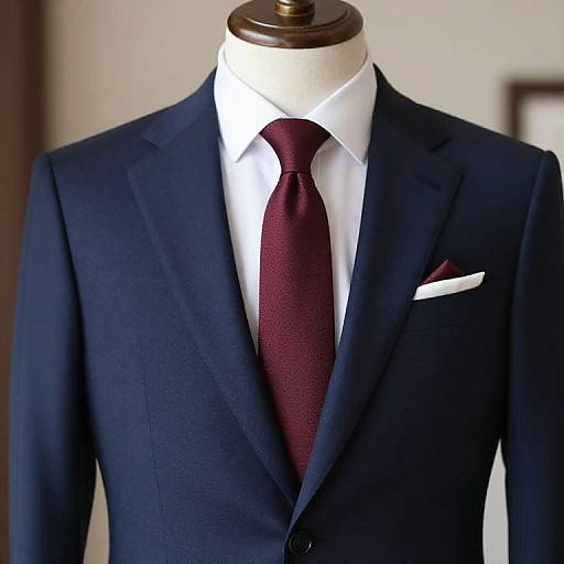 Exquisite Navy Suit with Burgundy Accents
