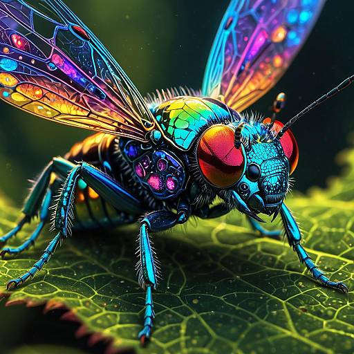 Colorful Iridescent Insect on Leaf