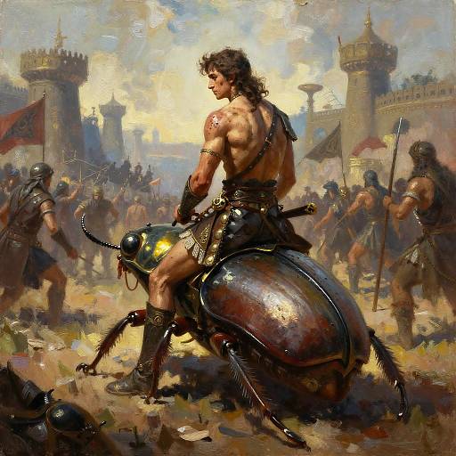 Noble Warrior on Armored Beetle