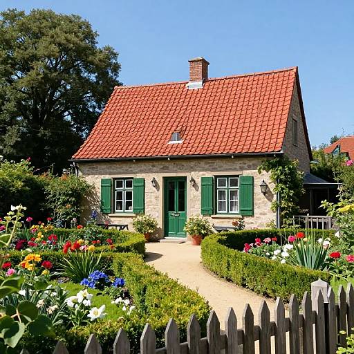 Quaint Cottage Garden with Flowers