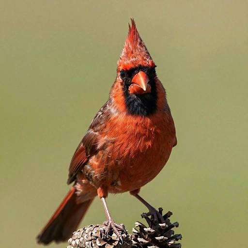 Realistic Cardinal with Pine Cone