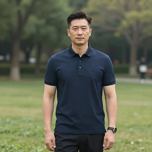Confident Man in Serene Park Setting