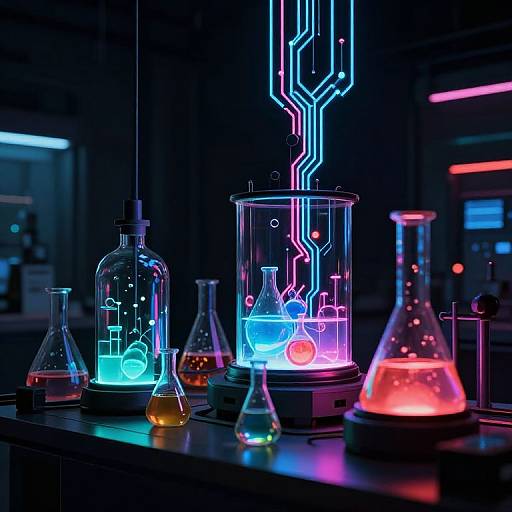 Cyberpunk Lab with Neon Circuits