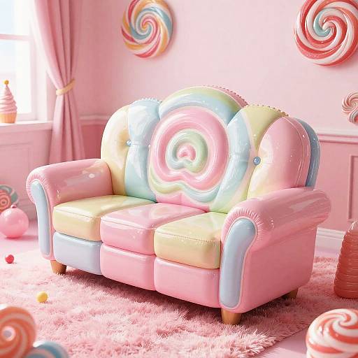 Pastel Candy Swirl Lollipop Sofa