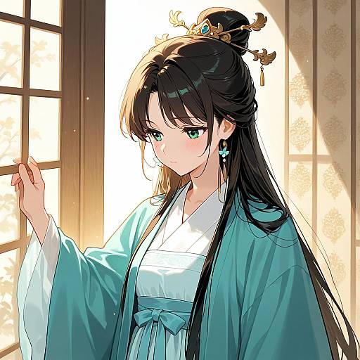 Sidelit Hanfu Girl Wallpaper Portrait