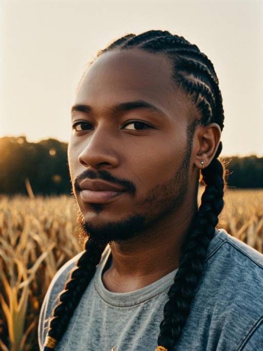 Man with Cornrow Braids in Golden Hour