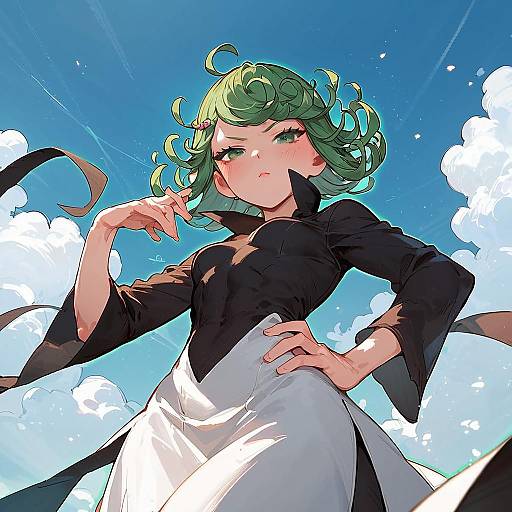 Tatsumaki Anime Art: Strong and Frowning