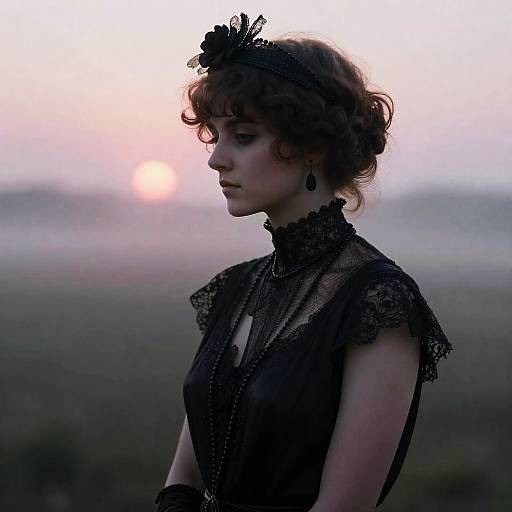 Edwardian Aviatrix in Neo-Noir Vaporwave