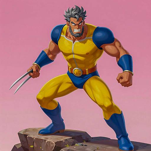 Dynamic Muscular Superhero Illustration