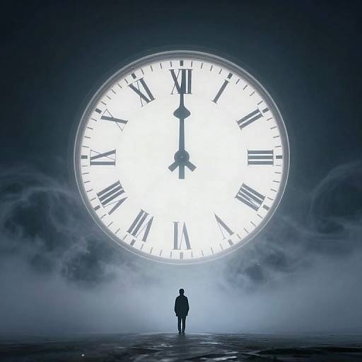 Ethereal Colossal Clock in Fog