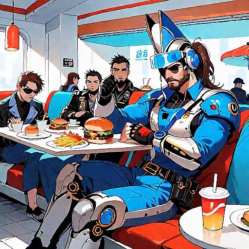 Anime Inspired Dining Scene with Characters