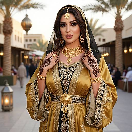 Elegant Emirati Woman in Traditional Market