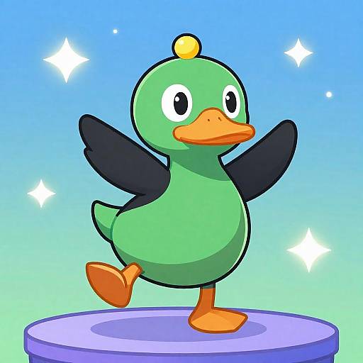 Dancing Cartoon Duck on Stellar Platform