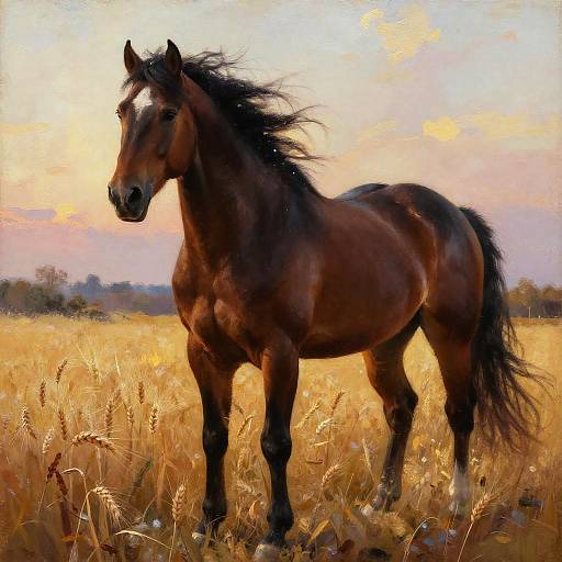 Sturdy Buffalo-Horse Hybrid at Sunset