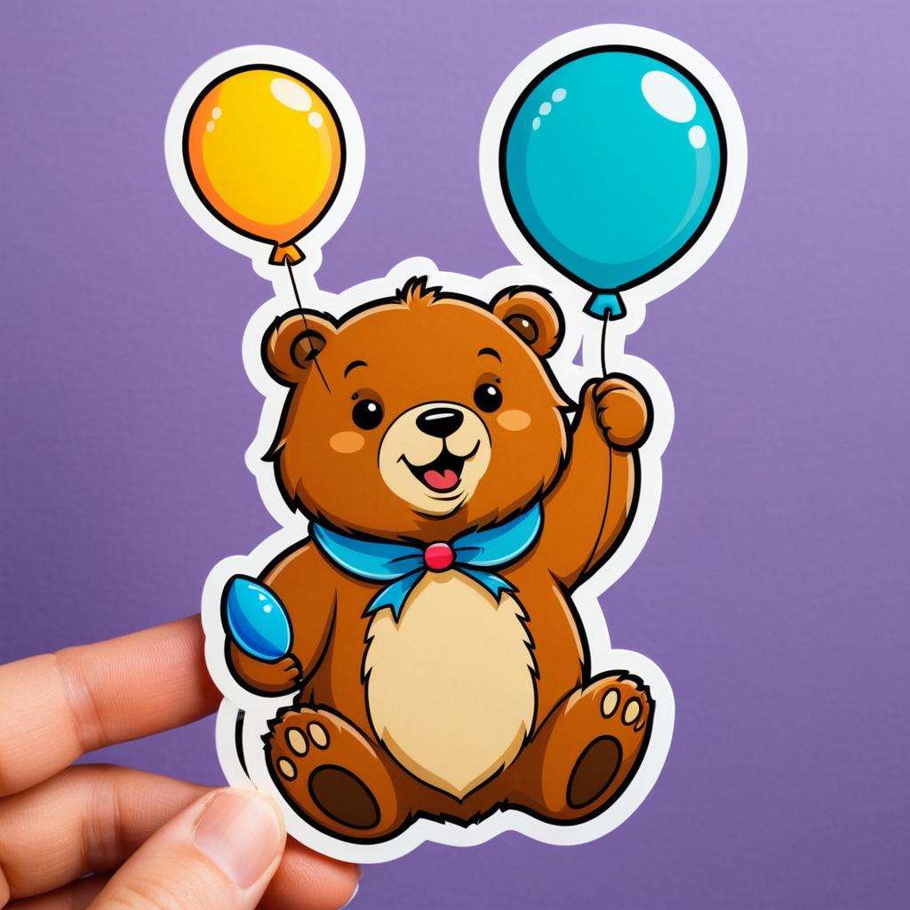 Bear with Balloon Cut Sticker Design