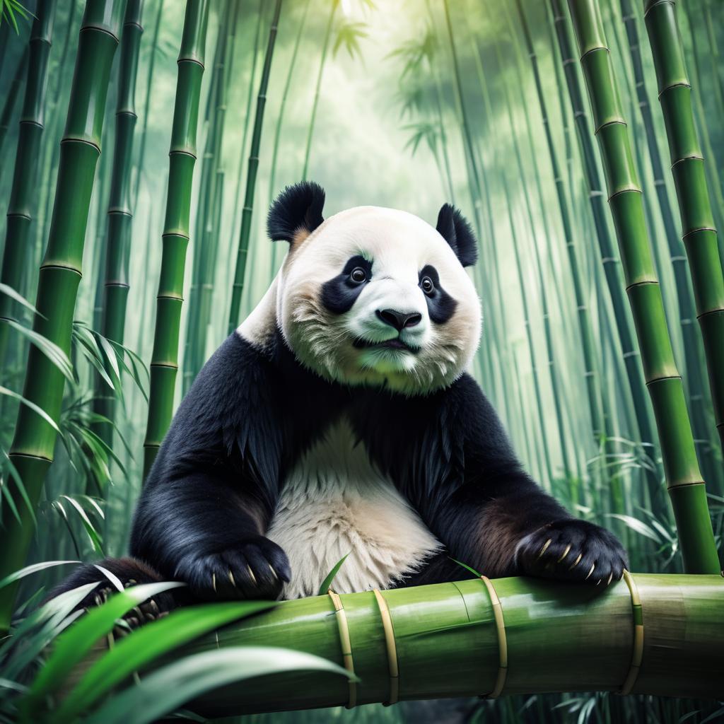 Hyper-Realistic Giant Panda in Bamboo Forest