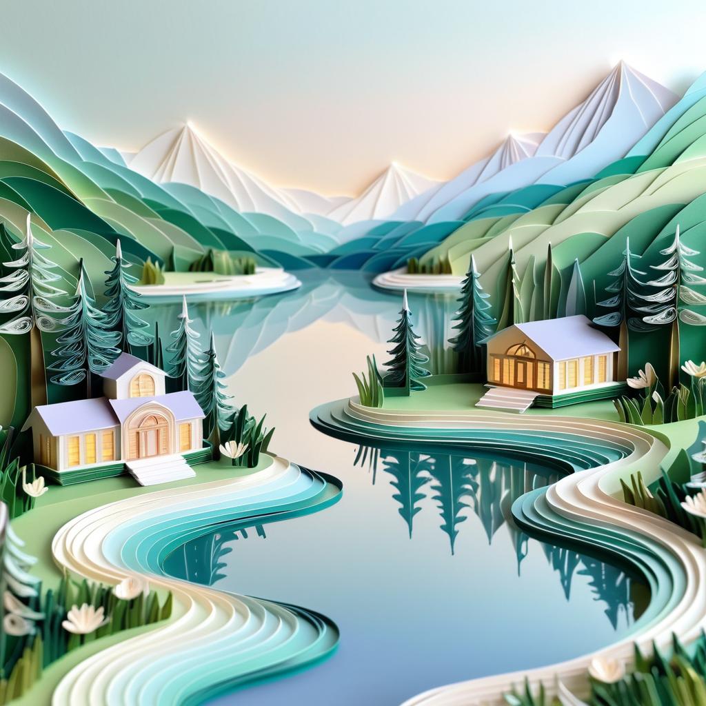 Ultra-Realistic Lakeside Quilling Art