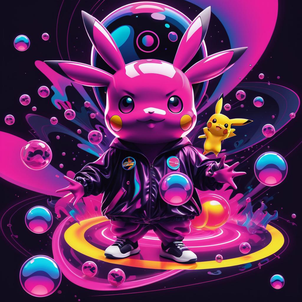 Psychedelic Pikachu Mylar Branding Design