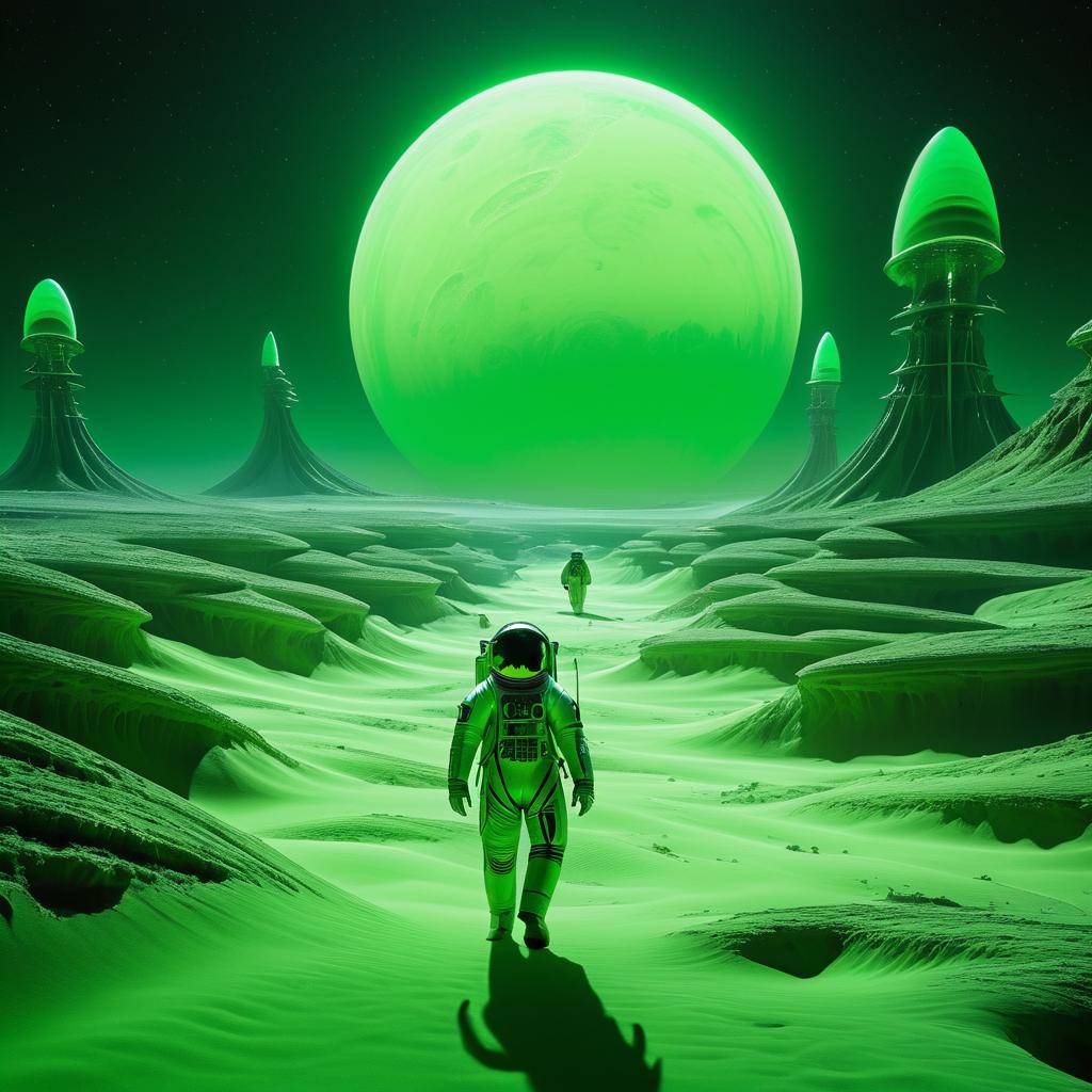 Astronaut in Eerie Alien Landscape