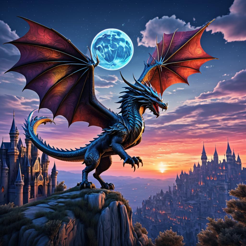 Twilight Dragon Flight in Vintage Style