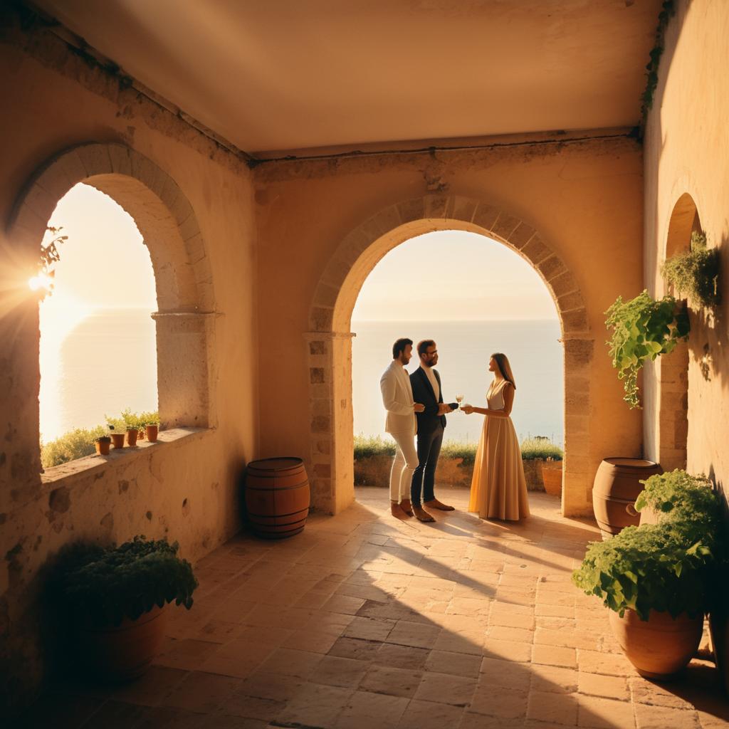 Sunset Moments in a Sicilian Wine Cellar